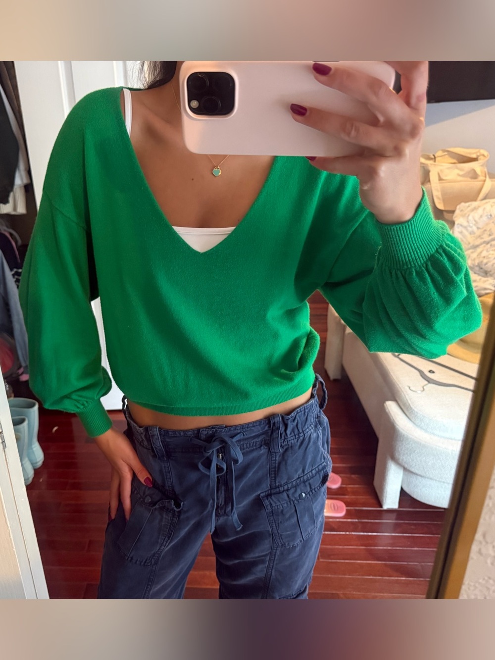 Line & Dot Emerald Green Knit Top